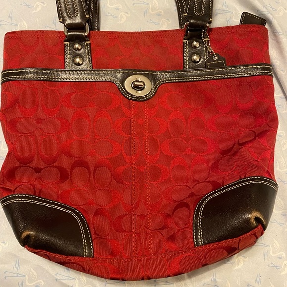 Coach Red Canvas Purse - Picture 1 of 9